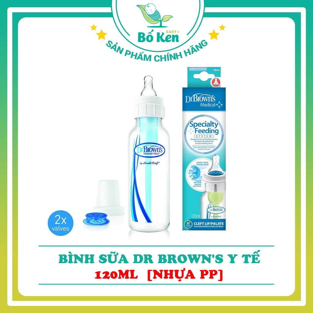 Shop Bố Ken Bình Sữa Dr.Brown's Y tế Cổ Hẹp Dành Cho Trẻ Bú Yếu - Hở Hàm Ếch 120ml/250ml