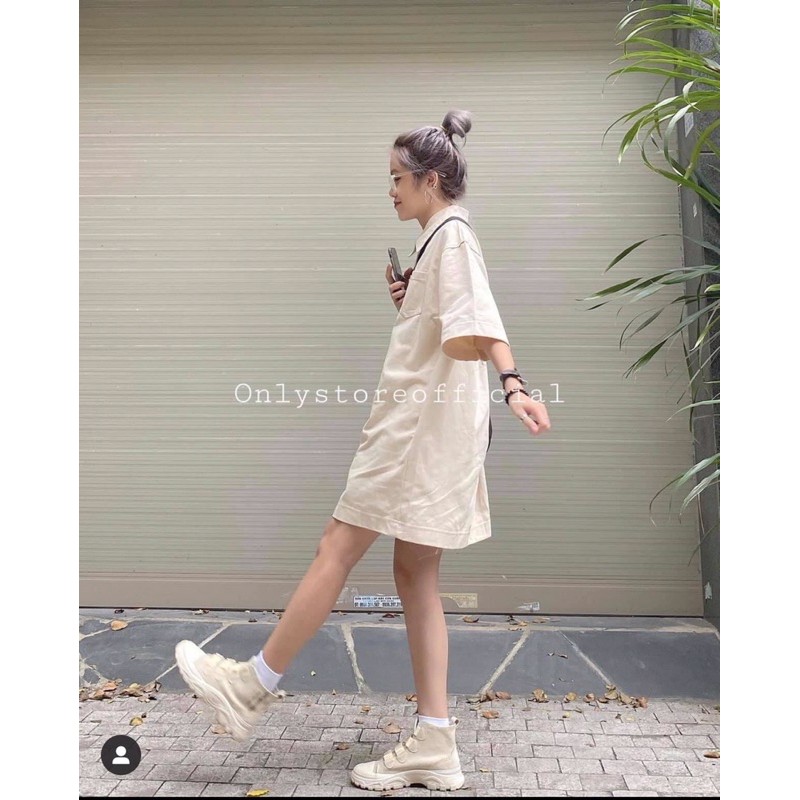 Váy be kaki dáng giấu quần