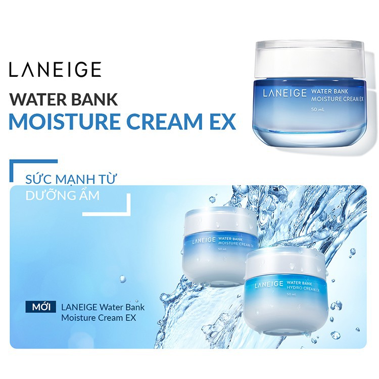 [Mã 99FMCGSALE1 giảm 10% đơn 250K] KEM DƯỠNG ẨM Laneige Water Bank Hydro Cream EX 20ml + 50ml CHUẨN HÀN