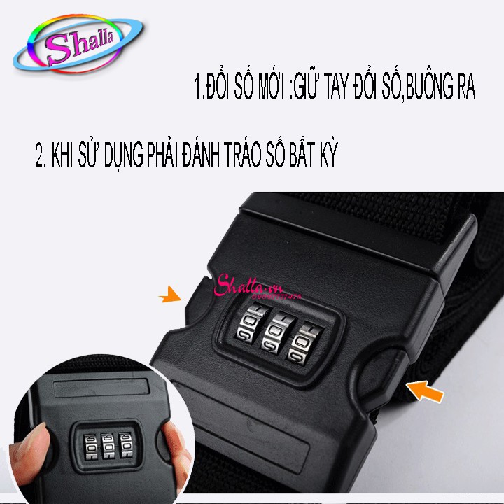 {MẪU MỚI} Dây Đai Vali Khóa Số Thẻ Tên Chống Trộm k15 Shalla