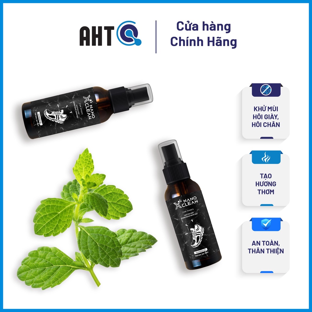 Chai Xịt Khử Mùi Giày Dép, Khử Mùi Hôi Chân Nano Bạc Nano Xclean For Shoes Hương Bạc Hà 50ml