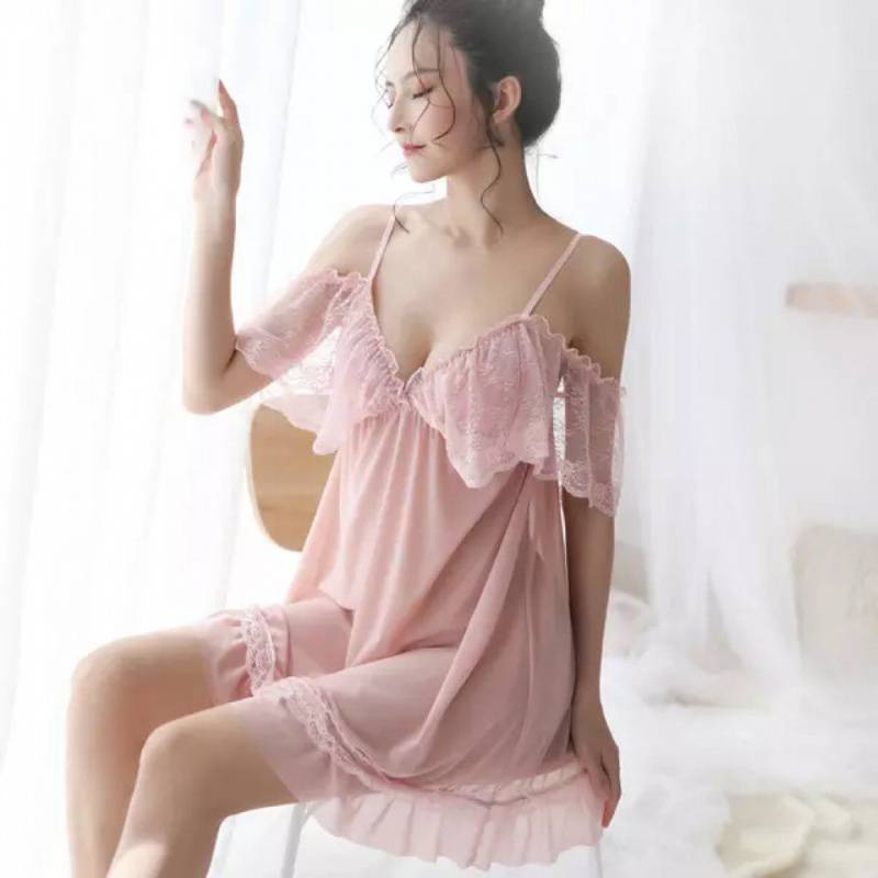 Váy ngủ thun lưới ren - đầm ngủ sexy cao cấp B1040