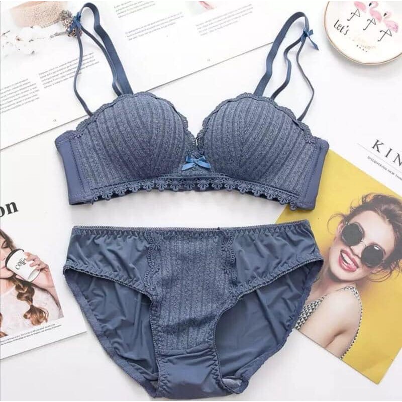 Bộ Đồ Lót Siêu Nâng Ngực, Không Gọng Phối Ren Sexy Quyến Rũ - BỘ LEN TĂM