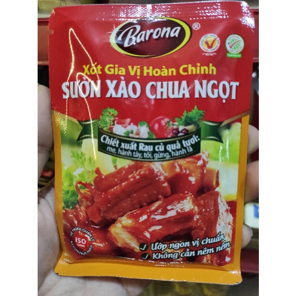 Sốt gia vị hoàn chỉnh sườn xào chua ngọt Barona gói 80g