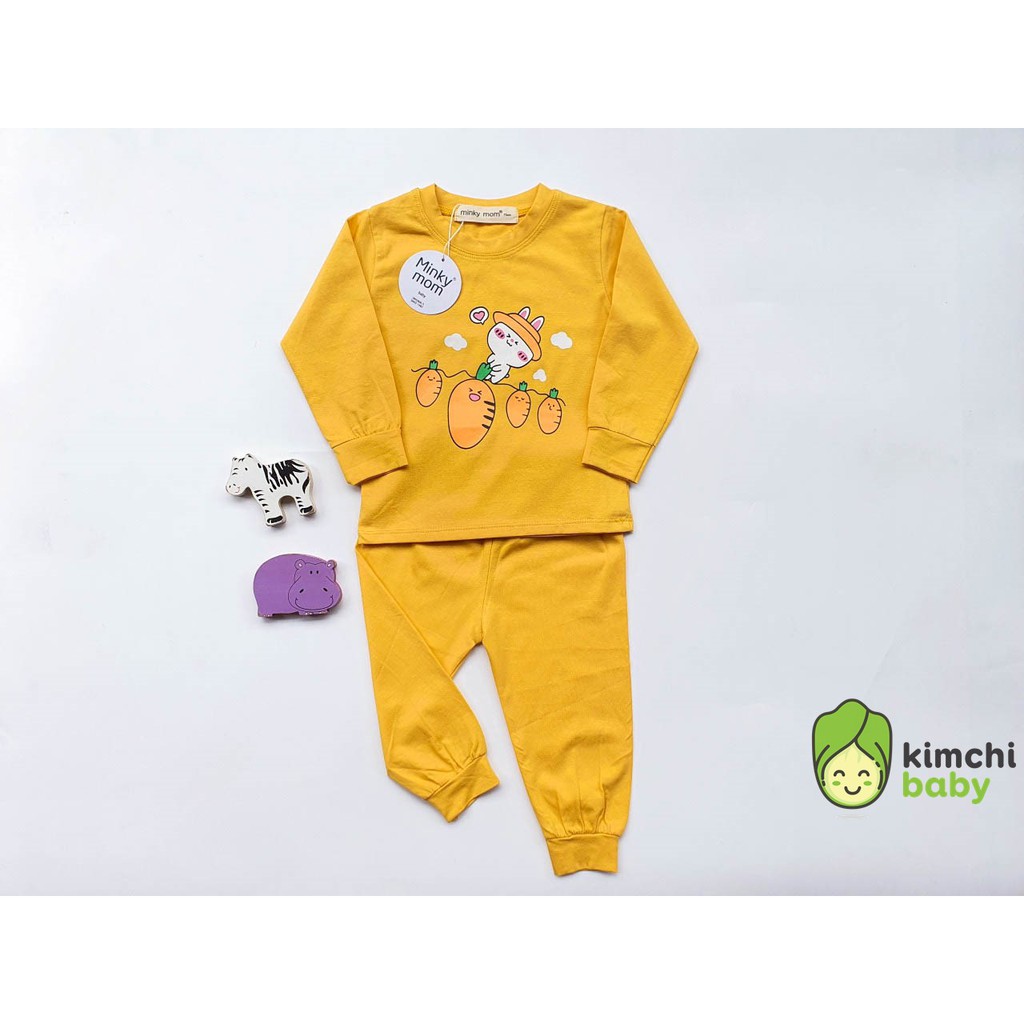 Bộ Dài Tay Thu Đông  Cotton 100% Minky Mom Họa Tiết Động Vật Dễ Thương Chính Hãng Túi Zip Cho Bé Trai Bé Gái MKM29