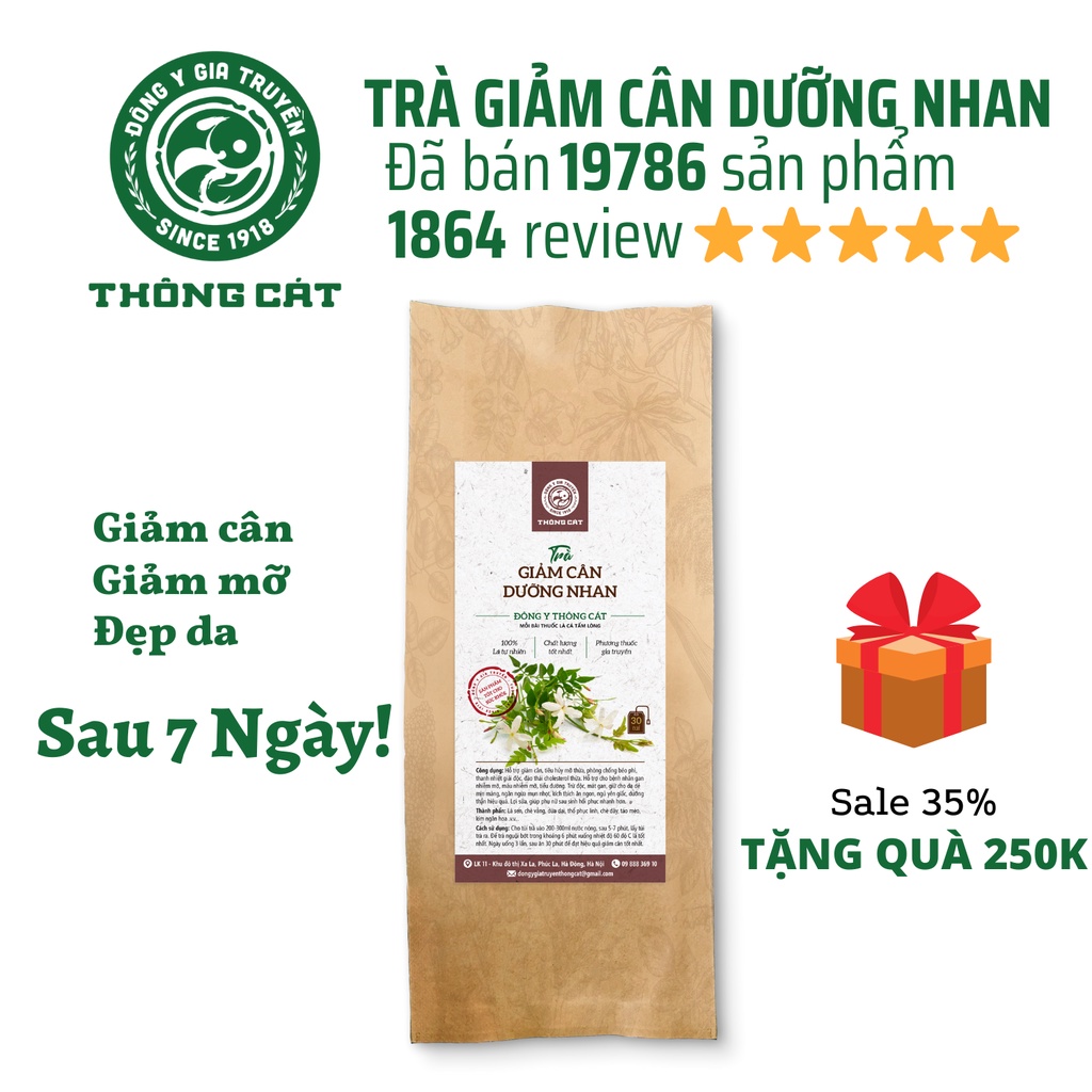 Trà GIẢM CÂN DƯỠNG NHAN - ĐÔNG Y GIA TRUYỀN THÔNG CÁT giảm cân cấp tốc cho người béo trong 1 tuần