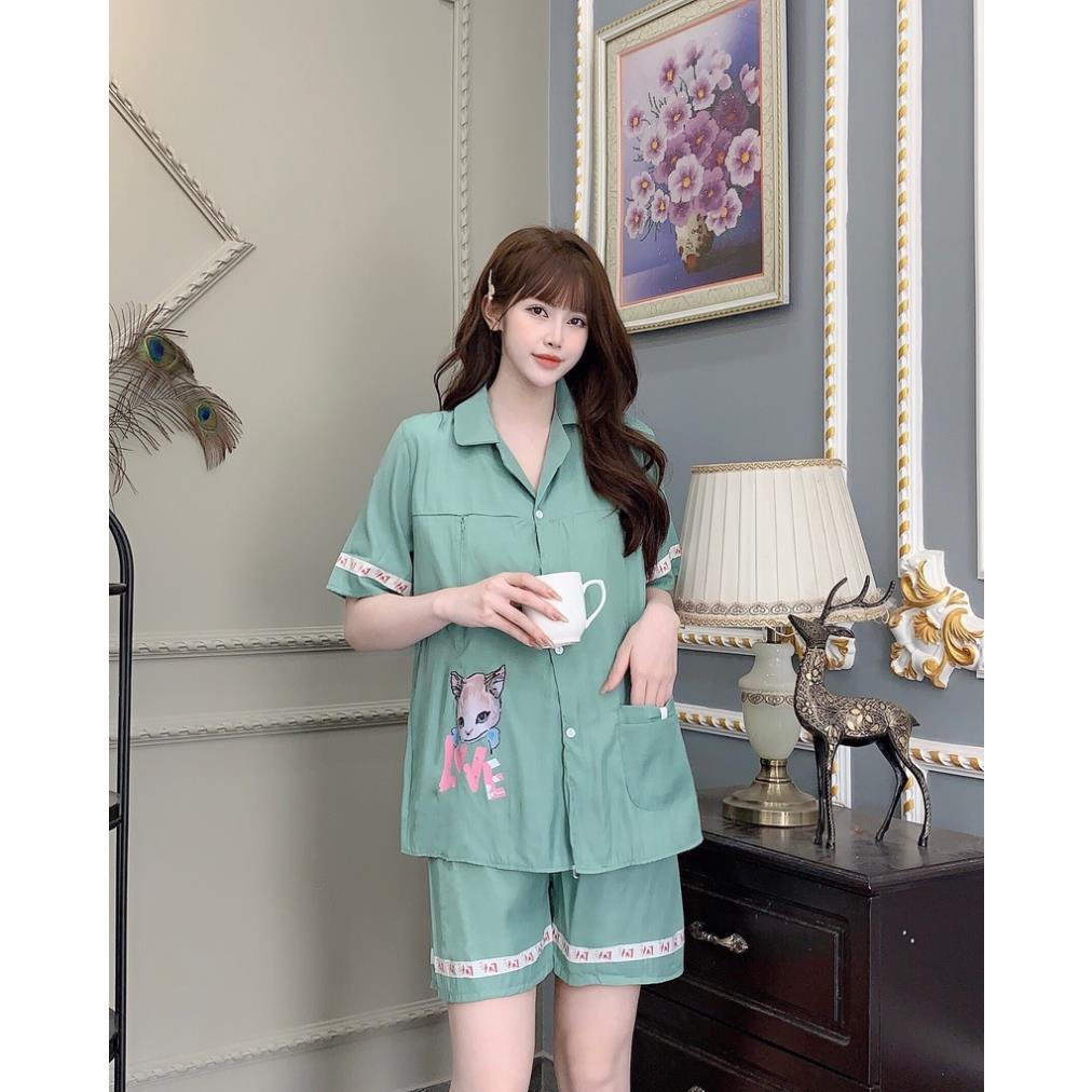 Bộ đồ bầu ngắn thời trang in hình mèo - Tkutrang Style- Thời trang cho người có thai