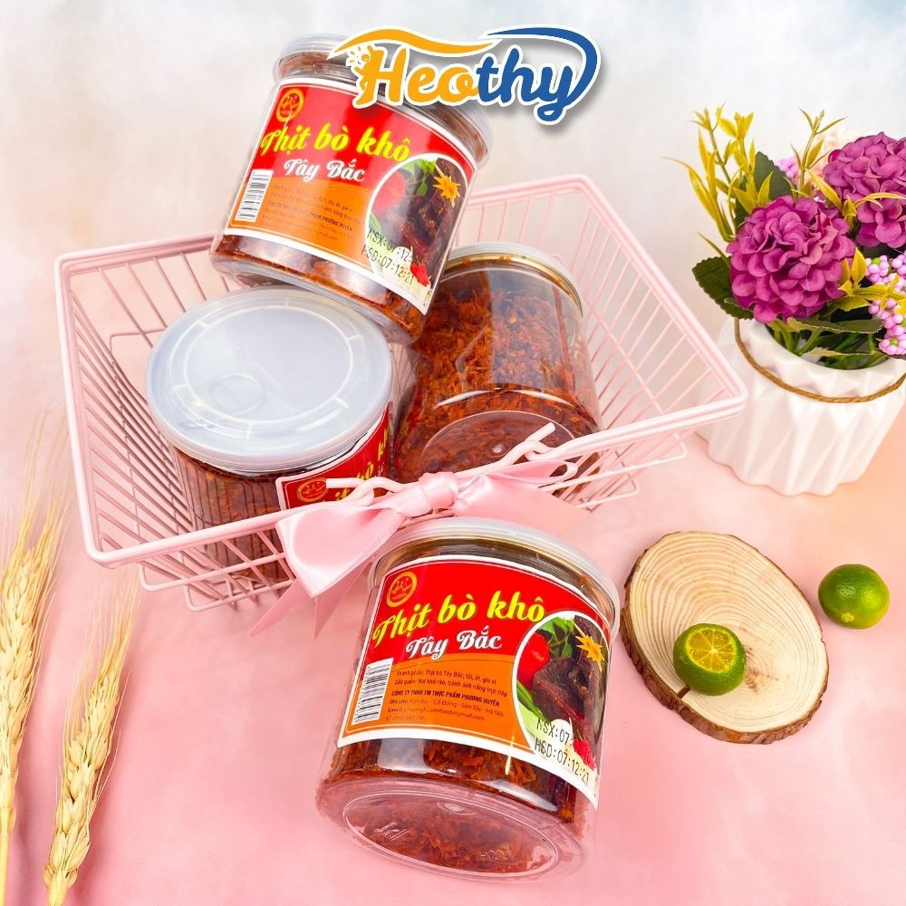 Khô bò, thịt bò khô sợi tây bắc 180g HeothyFood, đồ ăn vặt Việt Nam chất lượng cao