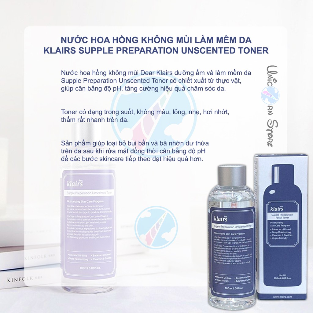 Nước hoa hồng Klairs Supple Preparation Toner 180ml