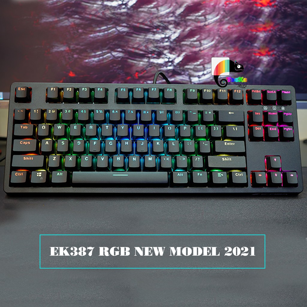 Bàn phím cơ RGB E-Dra EK387 RGB Model 2021 BH 24 T I Tặng kèm Keycap, Đèn Led USB, keypuller I EDra Gaming TKL EK387RGB