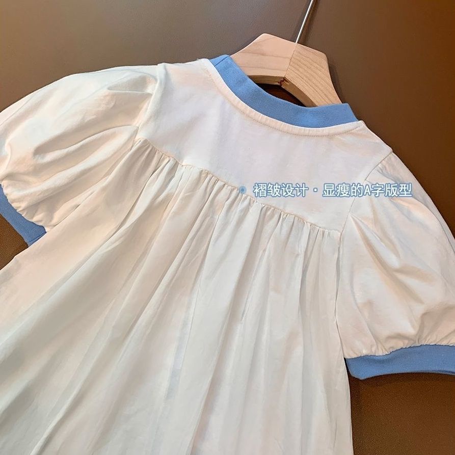 Đầm Tay Phồng Ngắn In Họa Tiết Hoạt Hình Kiểu Hàn Quốc Thời Trang Mùa Hè Cho Bé Gái