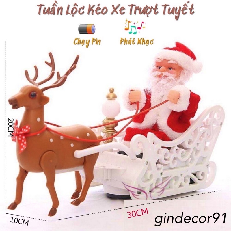 Tuần Lộc kéo xe trượt tuyết dùng pin có nhạc và tự động chạy quà cho các bé nhân dịp giáng sinh