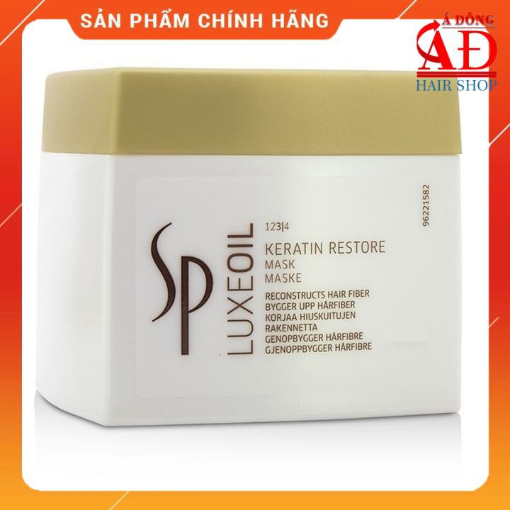 [+Tặng mũ trùm] Mặt nạ ủ phục hồi tóc hư tổn, siêu bóng mượt SP Wella Luxe oil Keratin Restore Mask Đức