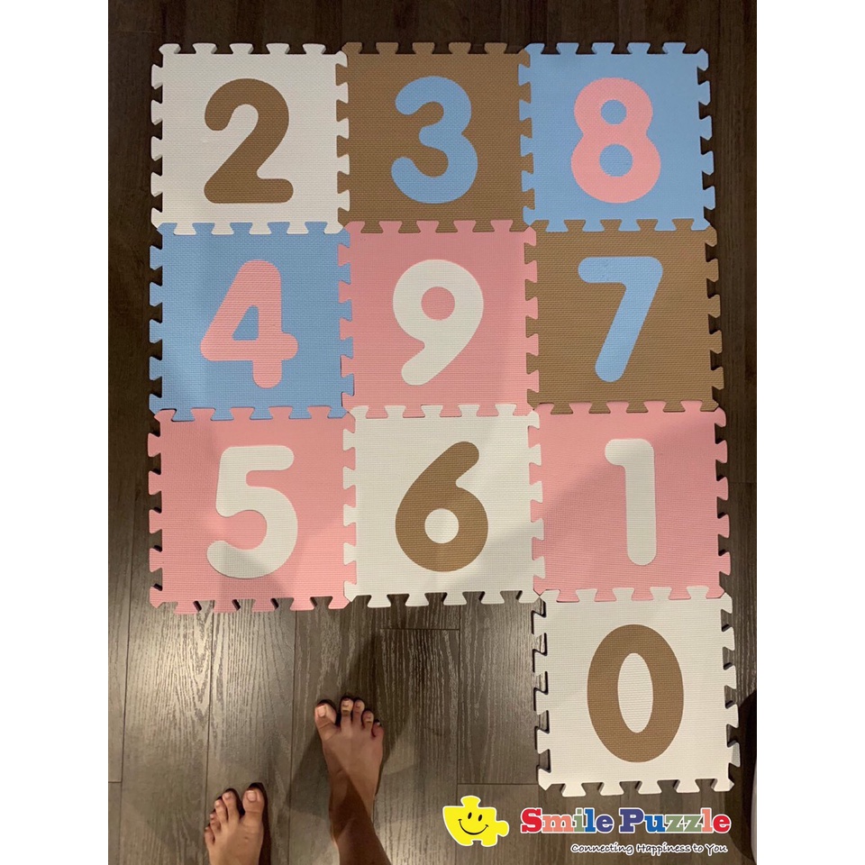 THẢM XỐP CAO CẤP CHO BÉ KHÔNG MÙI - TIÊU CHUẨN CHÂU ÂU CHỮ SỐ 10 MIẾNG GHÉP  SMILE PUZZLE