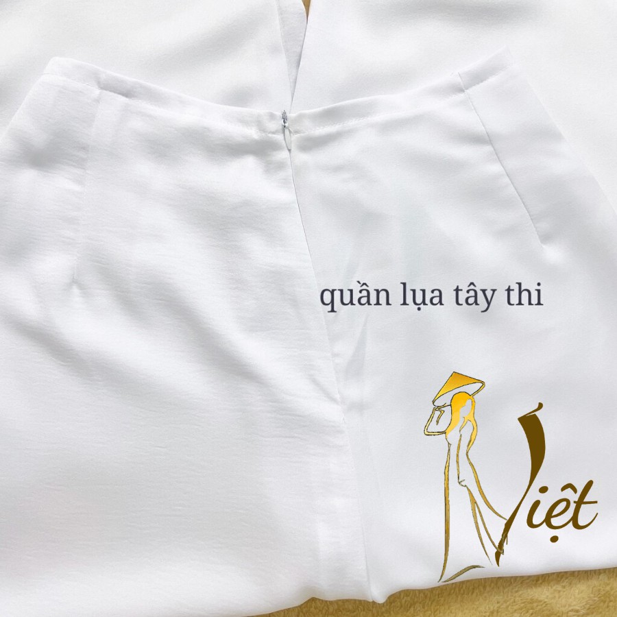 Áo dài trắng đi học học sinh nữ cấp 3 chụp hình kỷ yếu truyền thống may sẵn lụa tây thi loại 1