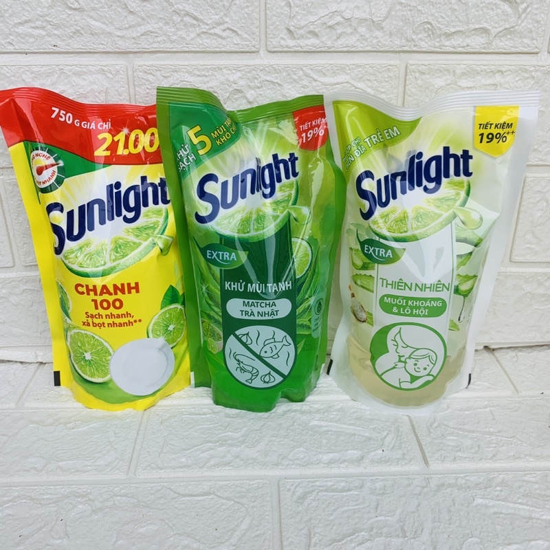 Nước Rửa Chén/BÁT Sunlight Túi 750g Chanh/Trà Xanh