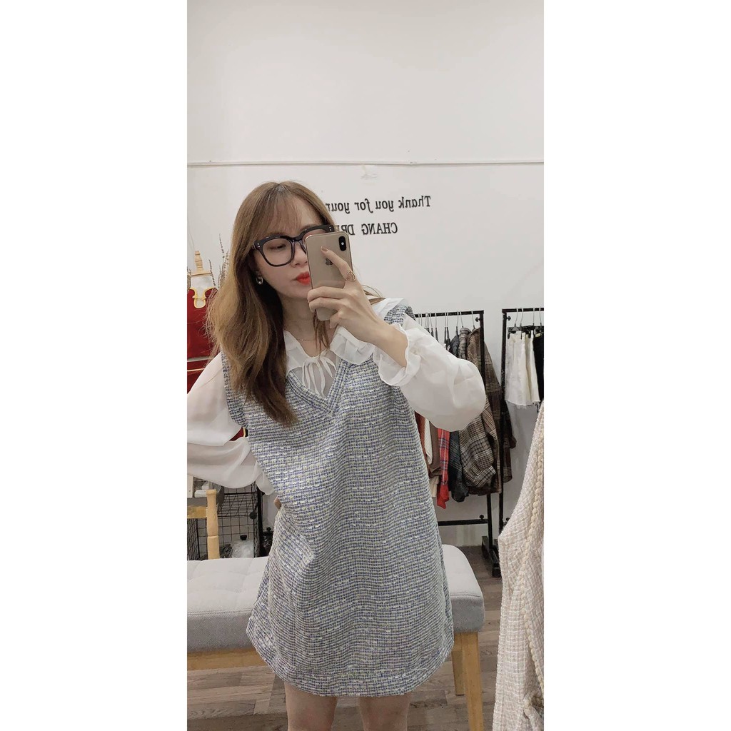 Set đầm bố caro hàng Quảng Châu cao cấp