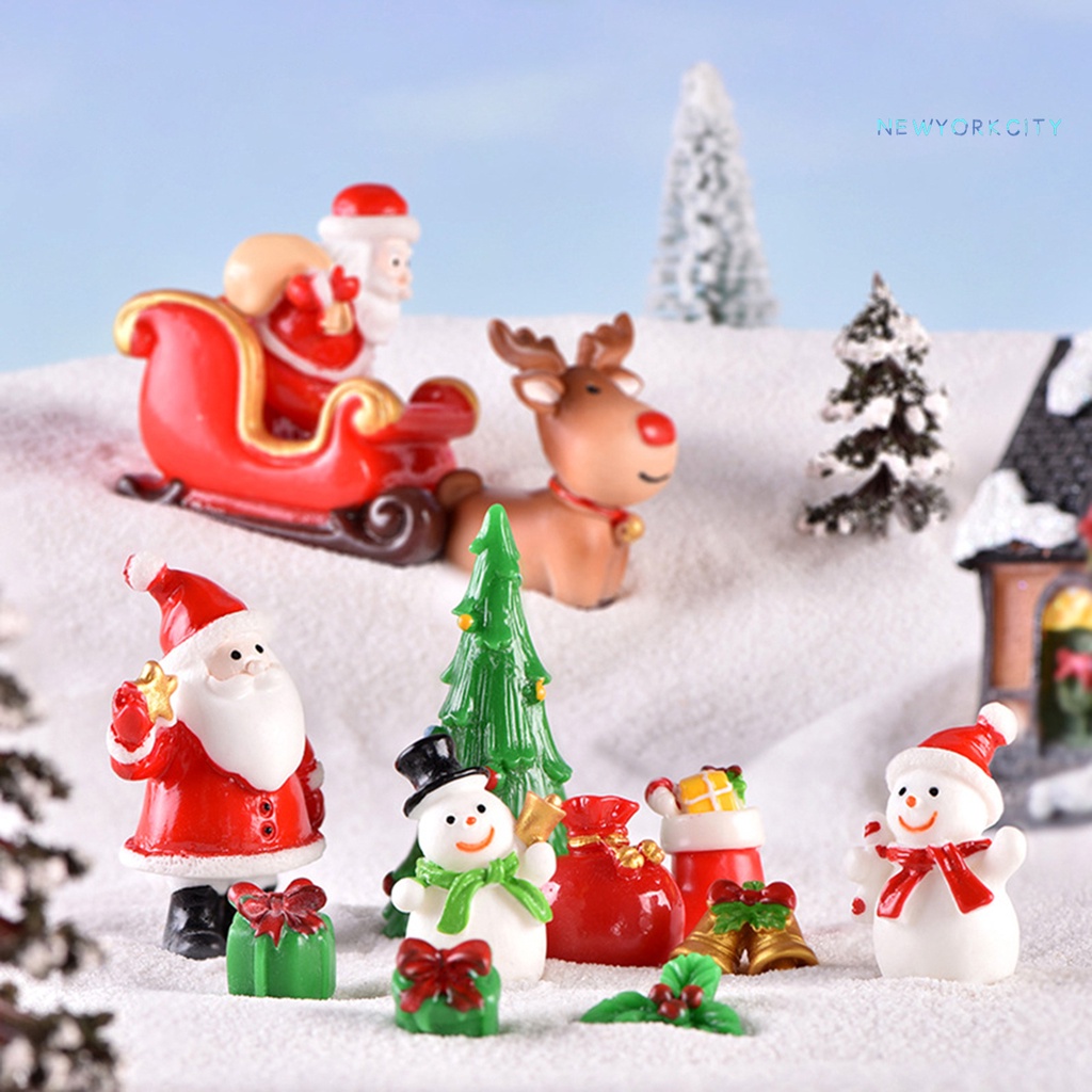 Mô hình ông già noel mini bằng nhựa màu sắc tươi sáng trang trí giáng sinh