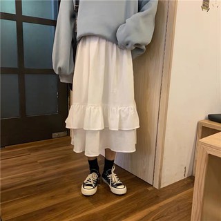 Chân váy dài xoè 2 tầng ulzzang
