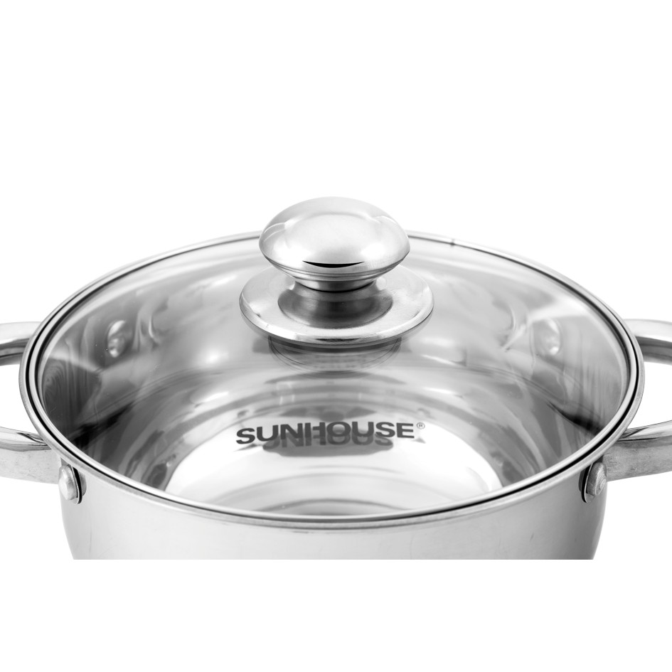 NỒI ĐƠN 3 ĐÁY INOX SUNHOUSE SH 22116 / SH 22120 / SH 22124 / SH 22126  ( 3 CỠ NỒI 16 CM - 20 CM  - 24 CM TIỆN DỤNG )