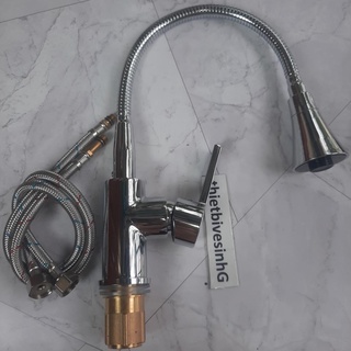 Vòi rửa bát nóng lạnh Đồng mạ crom CỔ BI PAZANA- tặng đôi dây cấp nước - Vòi rửa bát đồng mạ cổ bi