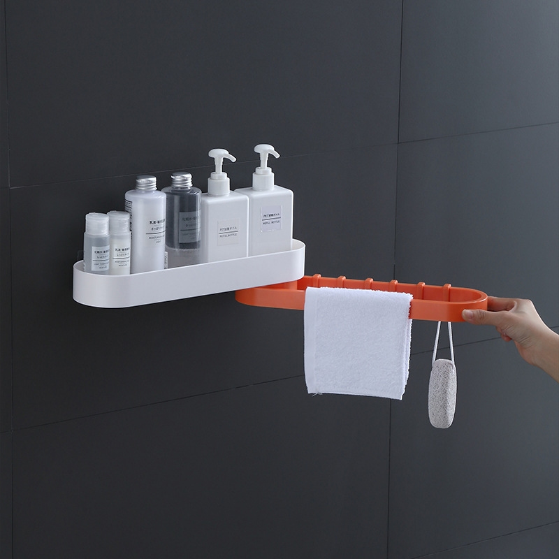 Kệ xoay hai lớp giá treo khăn tắm Kệ đựng đồ vệ sinh cá nhân có móc treo tường