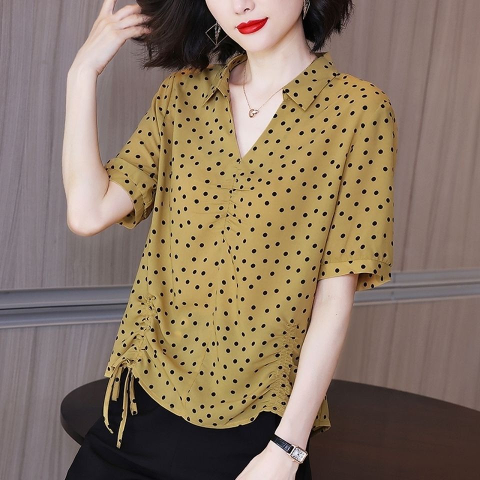 Áo sơ mi chiffon tay lửng thời trang dành cho phụ nữ trung niên