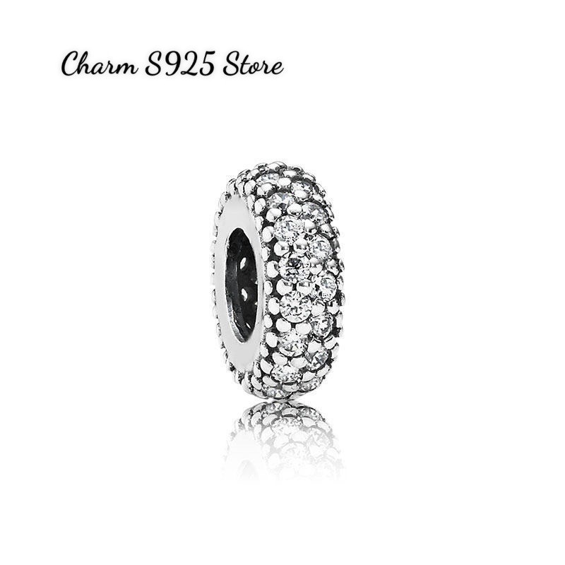 charm pan dẹt spacer đính đá trắng cao cấp bạc s925