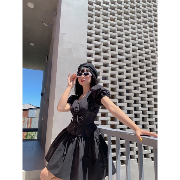 Đầm Kiểu CHICHI DRESS thiết kế chiết eo độc lạ form chuẩn tôn dáng chất liệu kaki thun hàn quốc