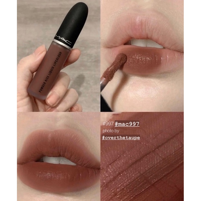 SON MAC POWER KISS LIQUID MÀU 997 OVER THE TAUPE