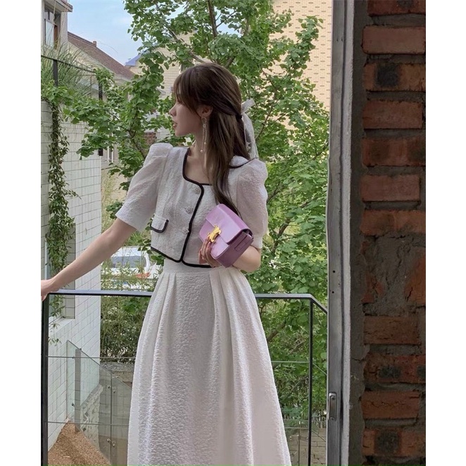 SET ÁO CROPTOP CHÂN VÁY VIỀN (NHÀ)