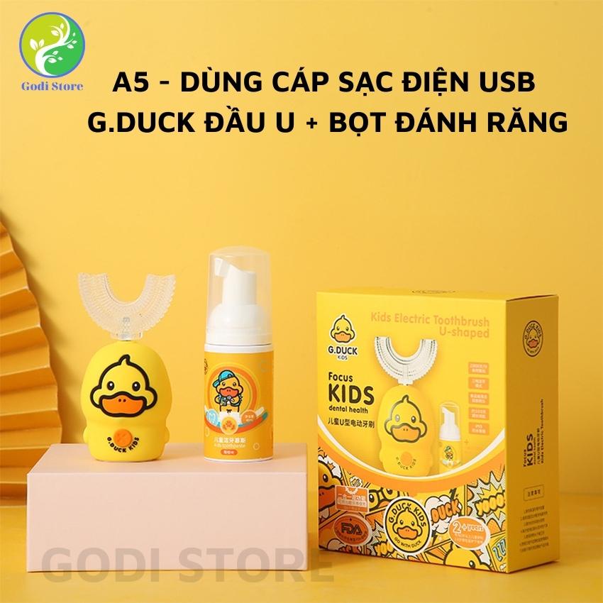 Bàn Chải Đánh Răng Điện G.Duck Vịt Vàng Cho Bé Hình Chữ U Silicon Đạt Chứng Nhận FDA Hoa Kỳ Làm Sạch 360° - G70