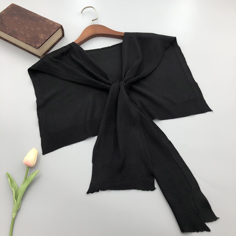 Khăn Choàng Nhỏ Sợi Acrylic Thắt Nút Màu Trơn Xinh Xắn Cho Nữ Vào Mùa Đông