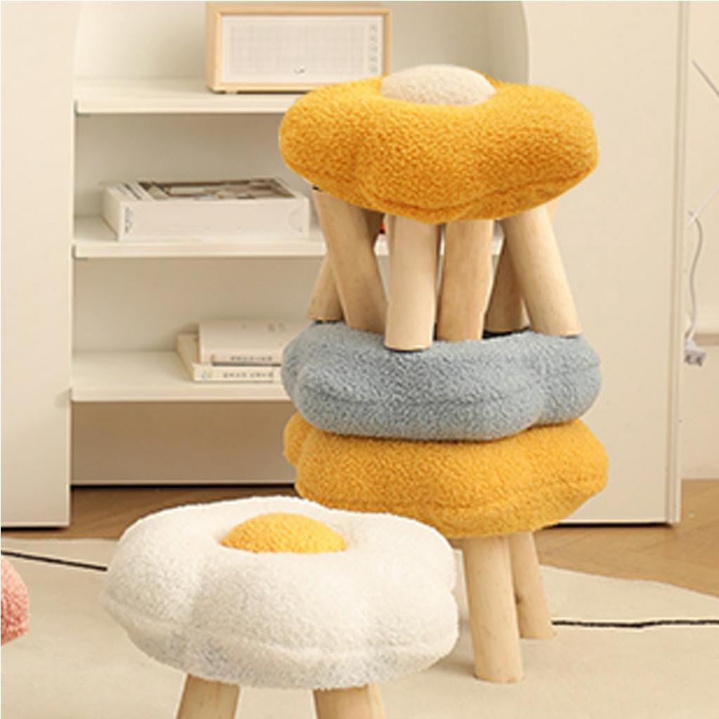 Ghế gỗ đệm bông hình bông hoa decor phòng ngủ -  Hoa Hướng Dương Dễ Thương Bông Nhung Mềm Mại Đàn Hồi Cao - Oxygen072