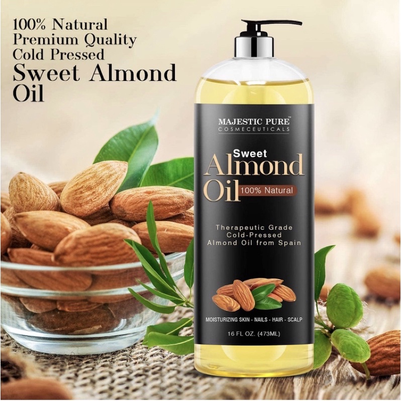 Dầu hạt hạnh nhân 100% nguyên chất Majestic Pure Sweet Almond Oil 473ml USA