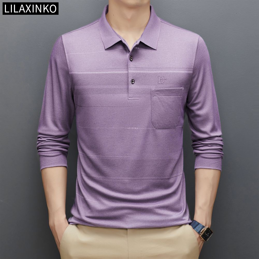 Áo Thun Polo Cotton Tay Dài Kẻ Sọc 3 Màu Thời Trang Thu Đông Cho Nam