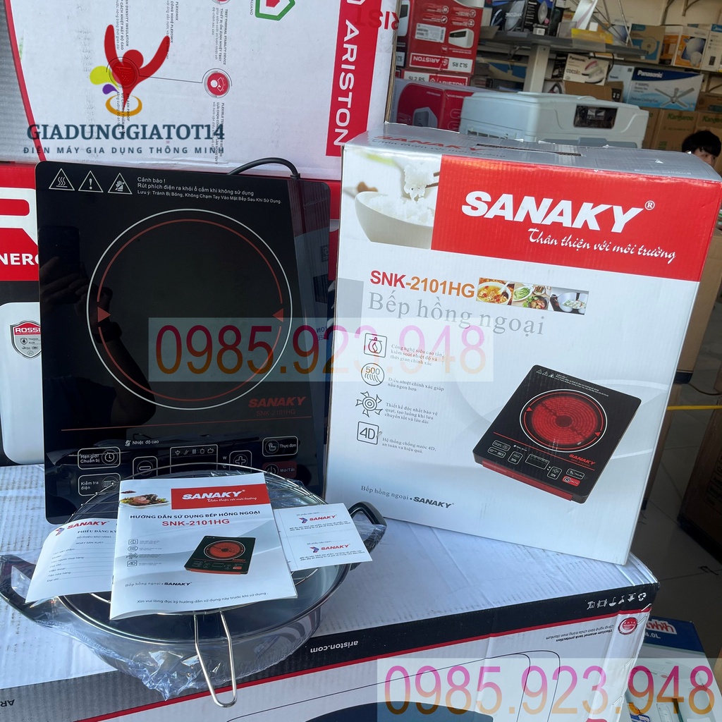 Bếp Hồng Ngoại Sanaky SNK-2101HG-Tặng Kèm 1 Vỉ Nướng+1 Nồi Lẩu cao cấp - Công suất 2000W