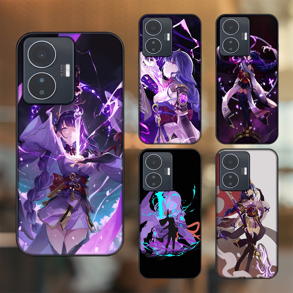 Ốp lưng Vivo Y55 2022 viền đen in hình Raiden Shogun Genshin Impact