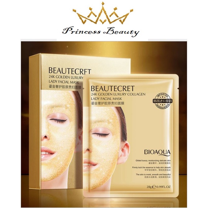 Mặt nạ thạch collagen BEAUTECREC Bioaqua cấp nước 24k giúp da căng bóng mịn màng