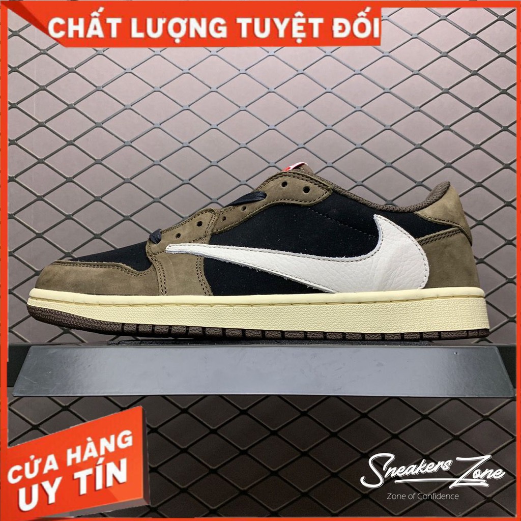 (FREESHIP+HỘP+QUÀ) Giày thể thao Sneakers AIR JORDAN 1 Retro Low OG SP Travis Scott Nâu đen cổ thấp