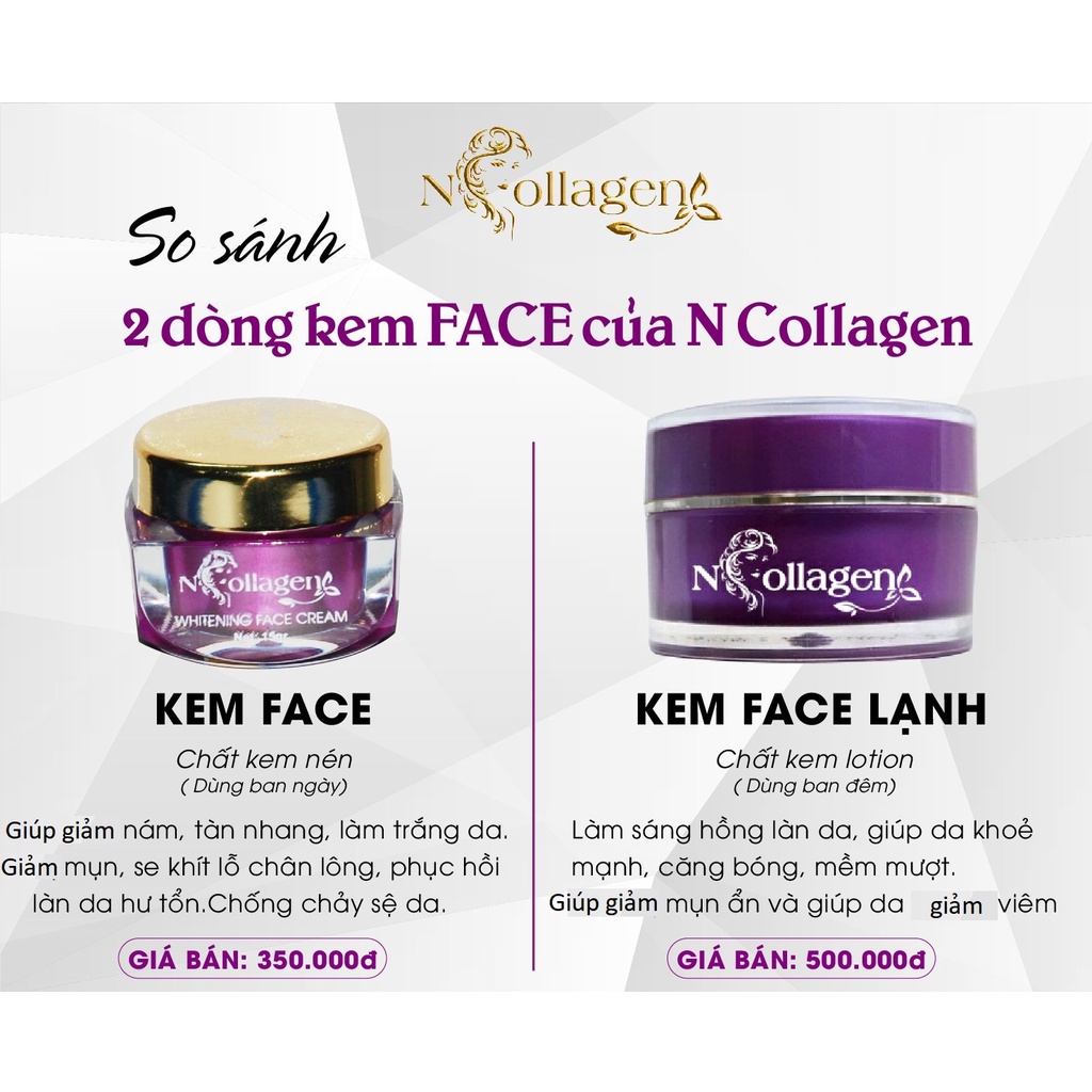 Kem White Glow Skin + Kem Whitening Face Cream NCOLLAGEN-  Trắng da căng bóng