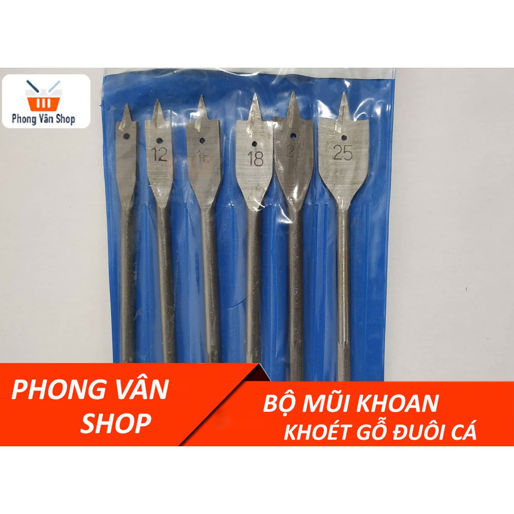 Bộ mũi khoan khoét gỗ đuôi cá 10-25mm