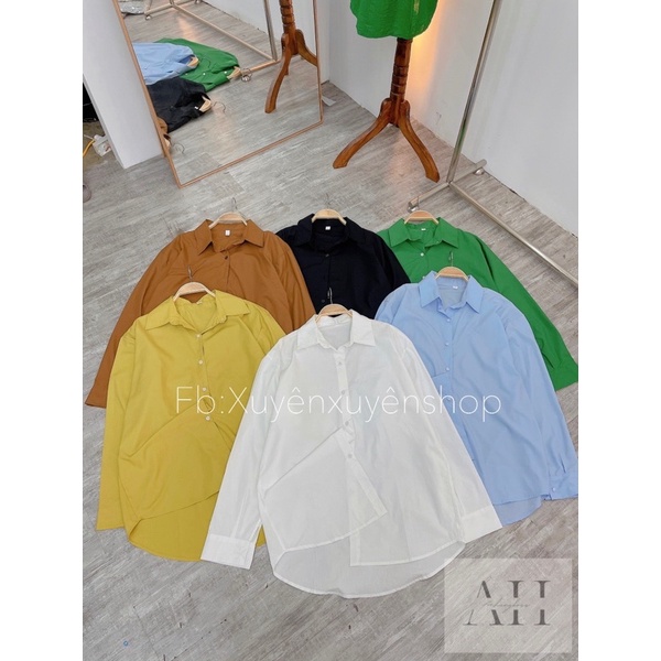 (Ảnh thật) Áo sơmi thô mềm 8 màu trơn oversize