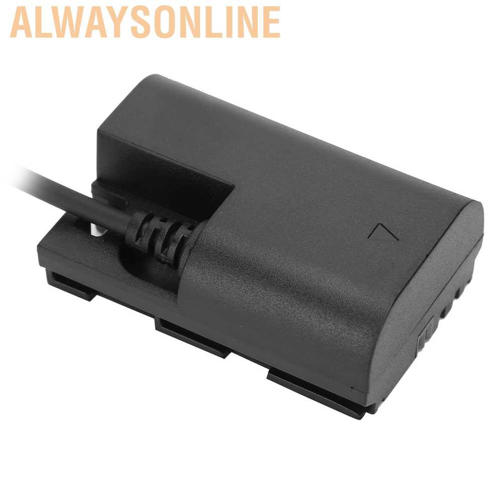 Alwaysonline DC Port to LP‑E6 Full Decoder Dummy Battery Fit for Canon 7D/7D2/80D/70D/5dSR SLR Camera