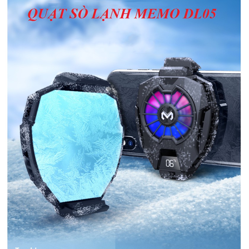 Quạt Tản Nhiệt Điện Thoại MEMO DL 05-DL 06 Siêu Lạnh Hiển Thị Nhiệt Độ, LED RGB, Kẹp Thu Vào 2 Chiều