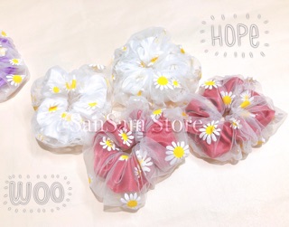 (Ảnh thật shop chụp) Cột tóc scrunchie 2 lớp hoa cúc