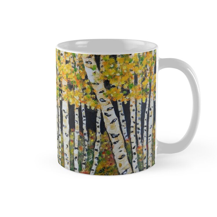 [Món quà] Cốc Sứ In Hình -Aspen Grove với bức tranh cây Aspen Colorado- HT29-2020-79 Ý Nghĩa