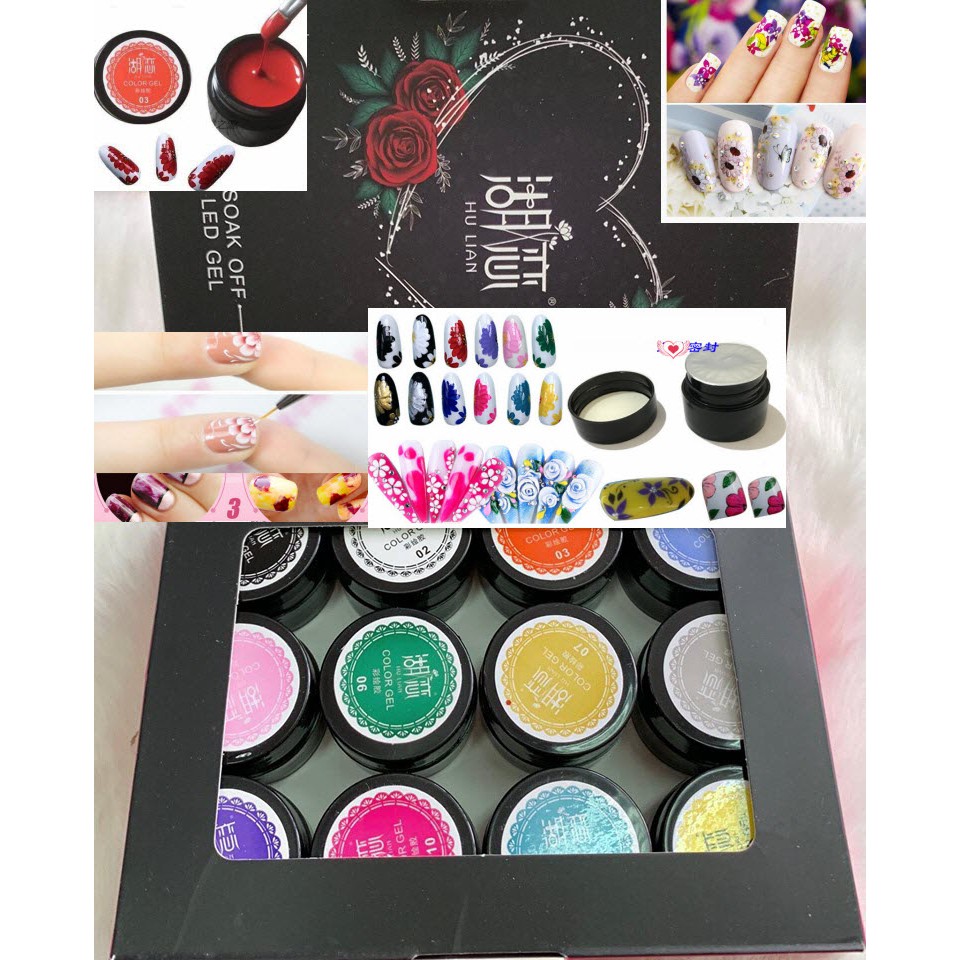 Sét Gel Vẽ Nổi Hulian Màu Đẹp Cực Chất Siêu Đặc 12 Màu