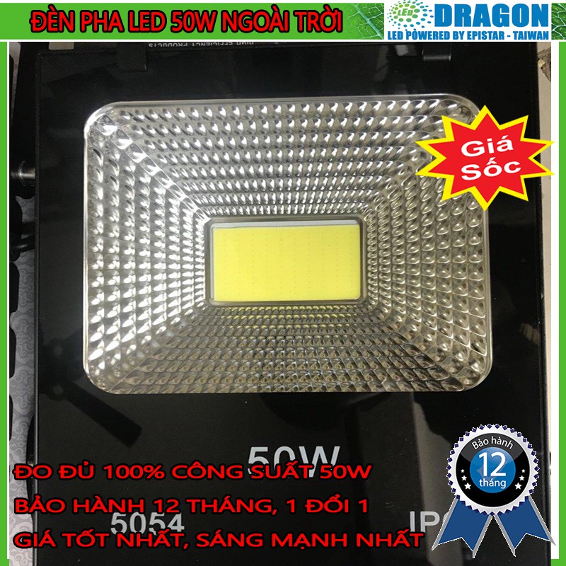 Đèn pha led DRAGON 50W đủ công suất vỏ đen chống nước IP66 chip led COB Epistar Taiwan