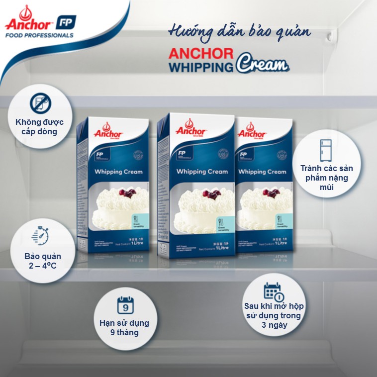 Kem sữa tươi Whipping Cream Anchor 1 lít